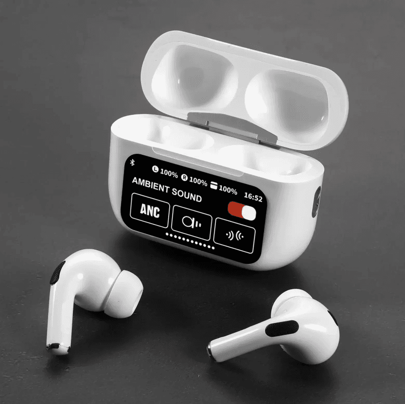 A9 Pro ANC Touch Screen Display Earbuds – White Color